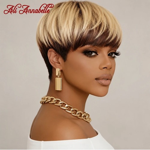 Short pixie human hair wig - hair,